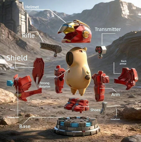 Magnetic Mechanical Capybara Robot Original Cartoon Action Figure Toys Articulated Action Figure Detachable Weapons Toy